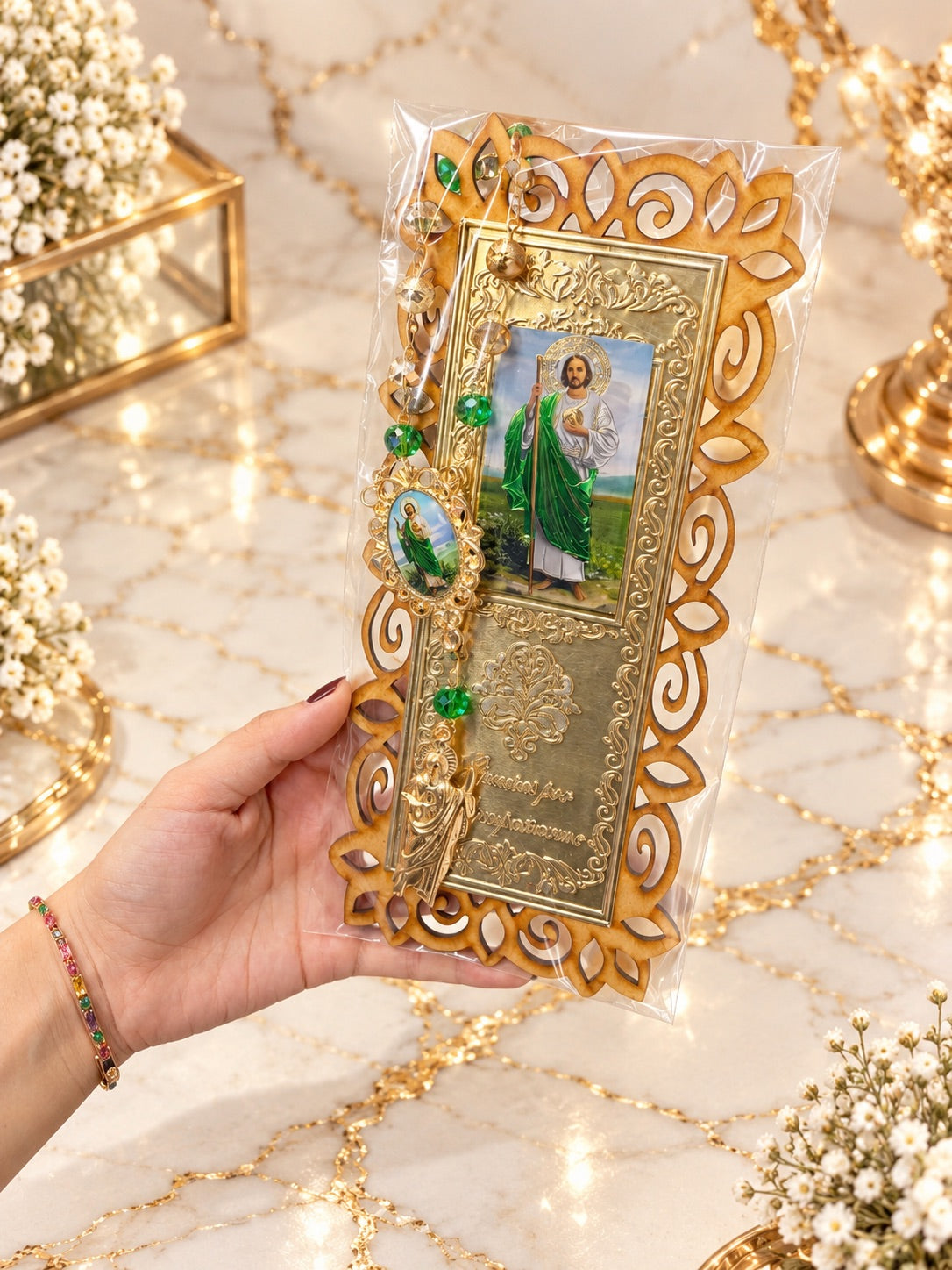 Retablo Arreglado San Judas Tadeo con Decenario Jumbo Fino