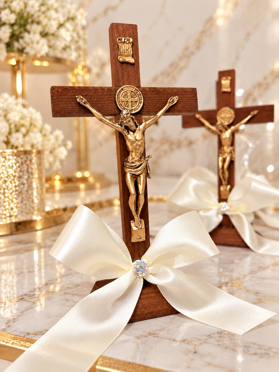 Cruz Madera con Satin Fino