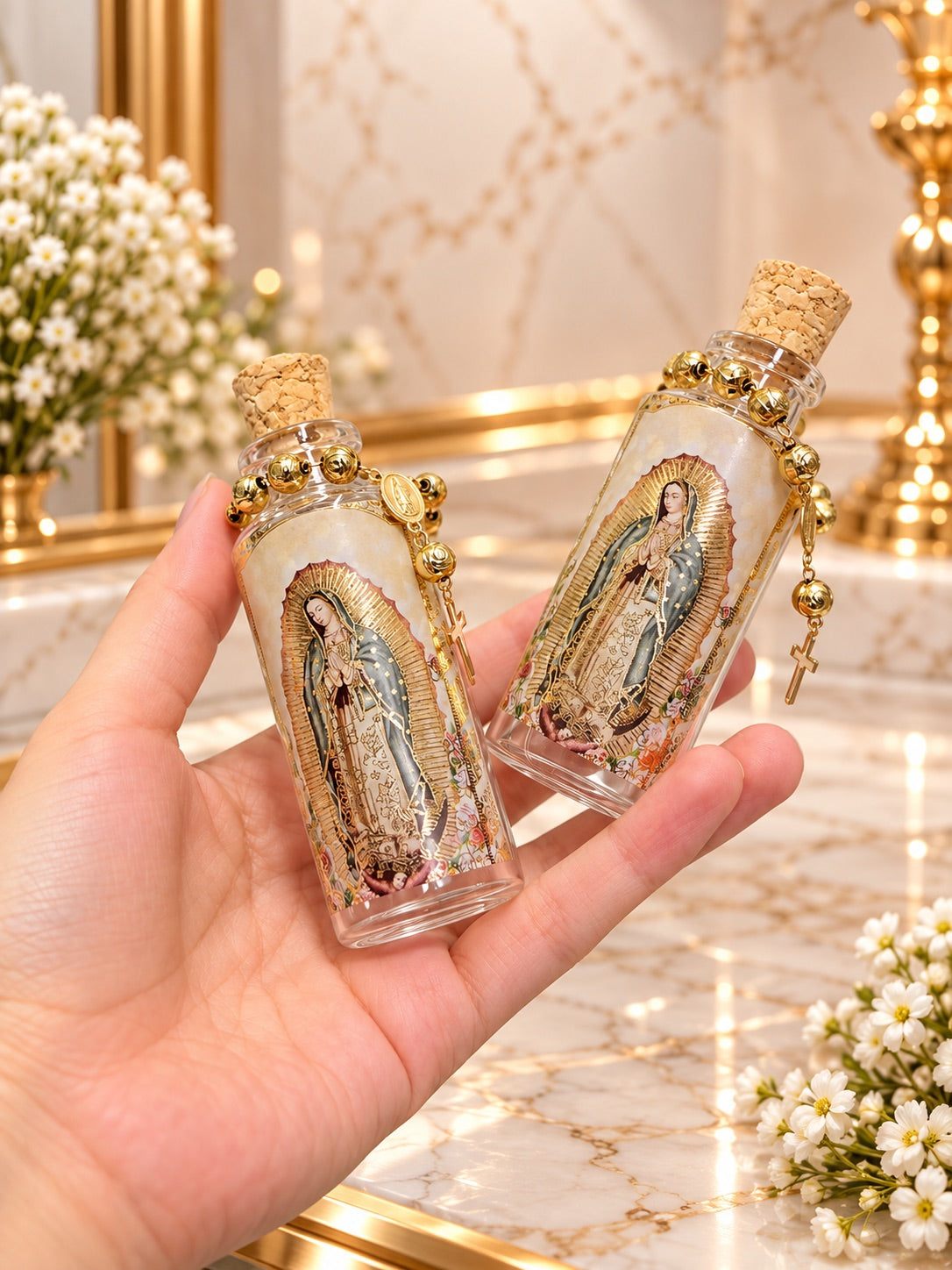Botella Cristal con Corcho Virgen Guadalupe