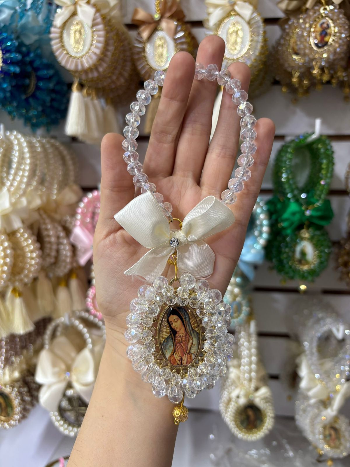 Bendicion Bordada Transparente Virgen Guadalupe