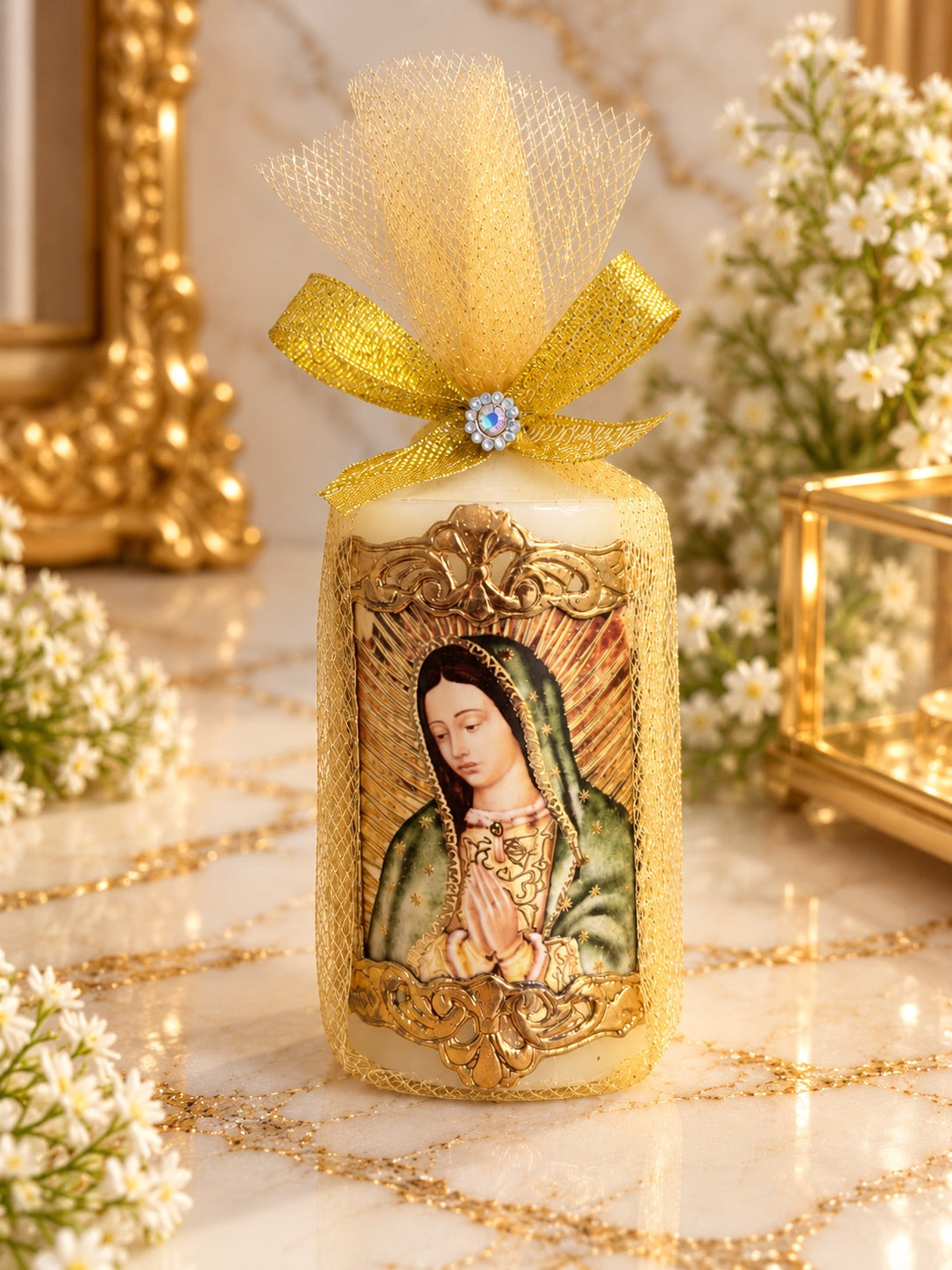 Cirio Relieve Arreglado con Tul