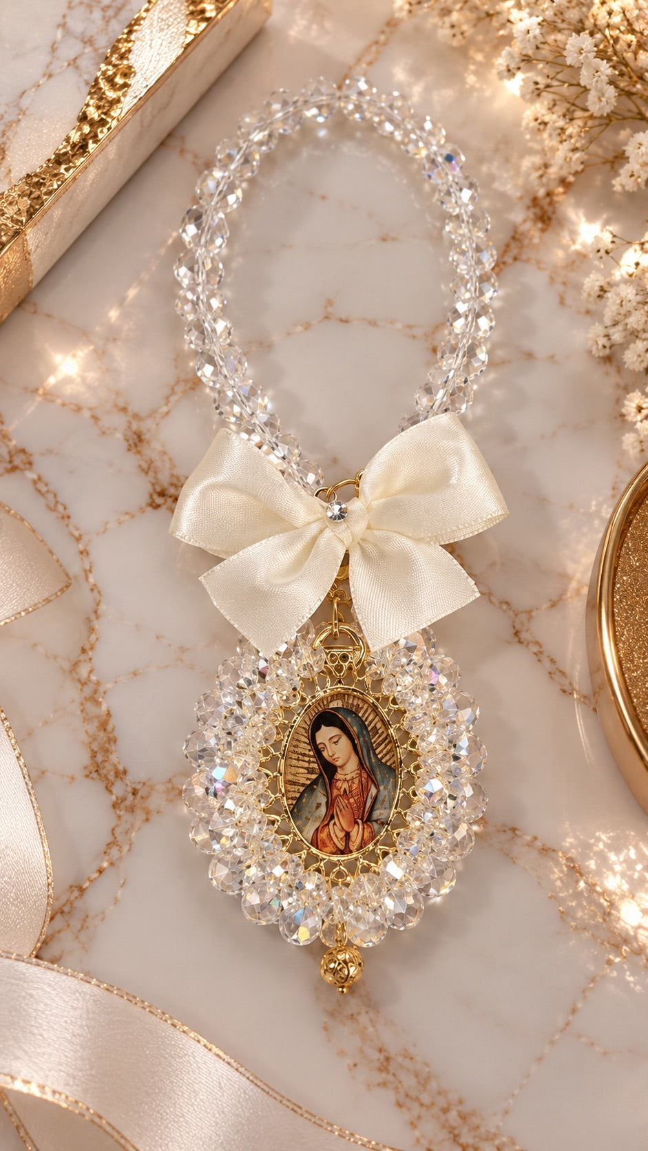 Bendicion Bordada Transparente Virgen Guadalupe